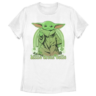 Women's Star Wars The Mandalorian Grogu St. Patrick's Day Little Green Cutie T-Shirt