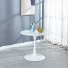 MAYEERTY Coffee Table 31.5 White Tulip Table Mid century Pedestal Leisure - 2 of 4