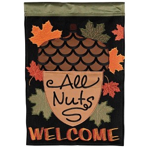 Dicksons Magnolia Garden Outdoor Flag Decoration For Garden, Yard, Or Walkway Standard 13 x 18, Weather Resistant Polyester, Acorn All Nuts Welcome - 1 of 2