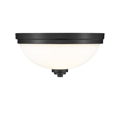 Matte Black and Opal Glass 15" Flush Mount Ceiling Light