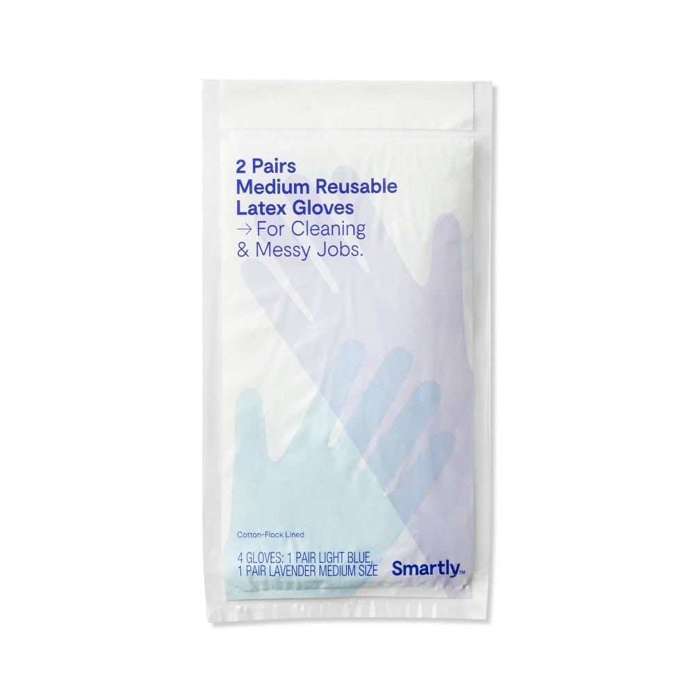 Reusable Double Pack Latex Gloves - M - Smartly