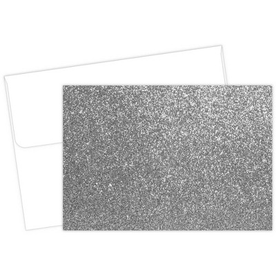 15ct Glitter Note Cards & Envelopes Silver