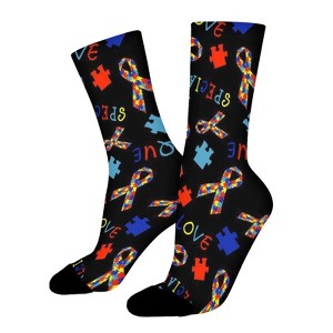Autism Awareness Women Printed Crew Socks Funny Funky Socks Soft Polyester Novelty Gifts for Artists Men - 1 of 1