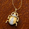 Ross-Simons 0.35 ct. t.w. Diamond Scarab Pendant Necklace in 18kt Gold Over Sterling - 3 of 4