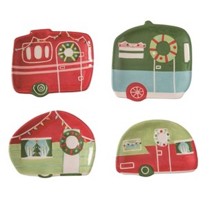 Transpac Christmas Ceramic Camper Cmas Shaped Treat Plate Set of 4 Christmas Home Decorations - 1 of 1