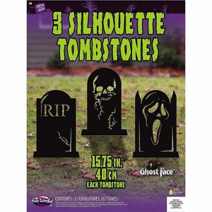 Fun World Ghost Face Silhouette Tombstones Set of 3 - Black - 1 of 1