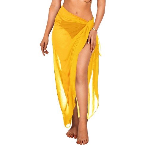 La Leela Swimsuit Swim Cover Up Sarong Coverups Long Women s Beachwear Summer Beach Wraps Skirt Swimwear Bikini Cover ups One Size Yellow Solid Target