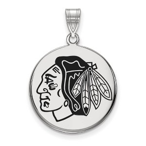 Black Bow Jewelry Sterling Silver Chicago Blackhawks NHL Large Pendant - 1 of 3