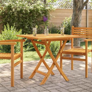 Garden Table Warm Brown Solid Teak Wood 33.5 x 33.5 x 29.9 in - 1 of 4