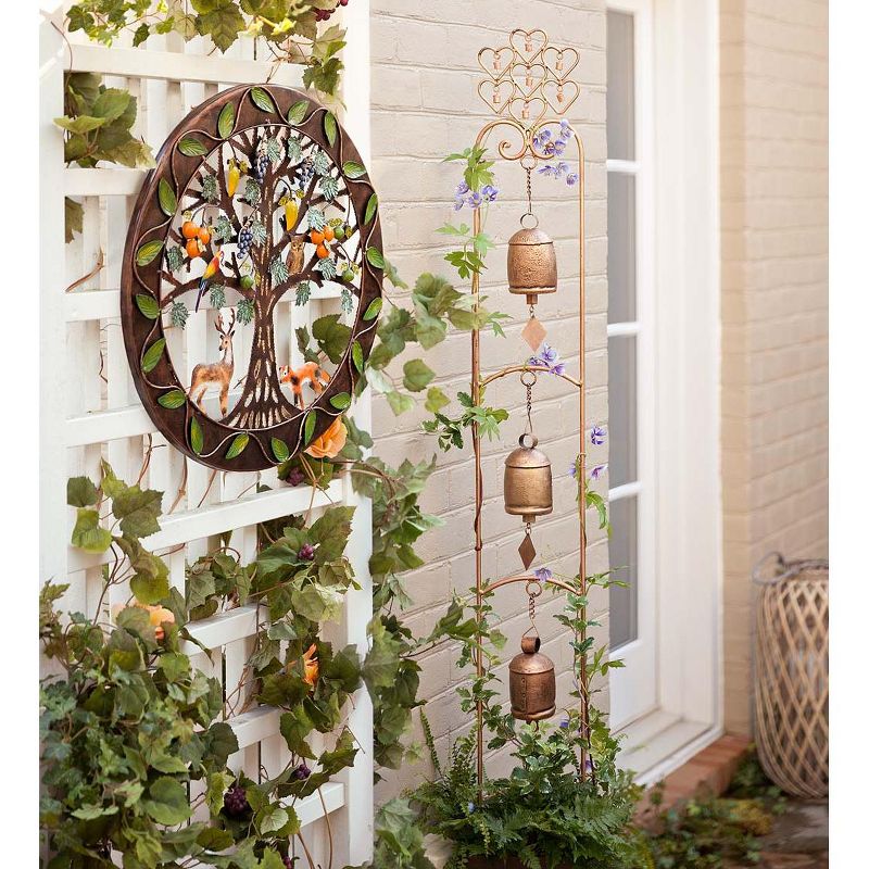 Wind & Weather Three-Bell Wind Chime Metal Garden Stake With Weathered Bronze-Colored Finish, 3 of 4