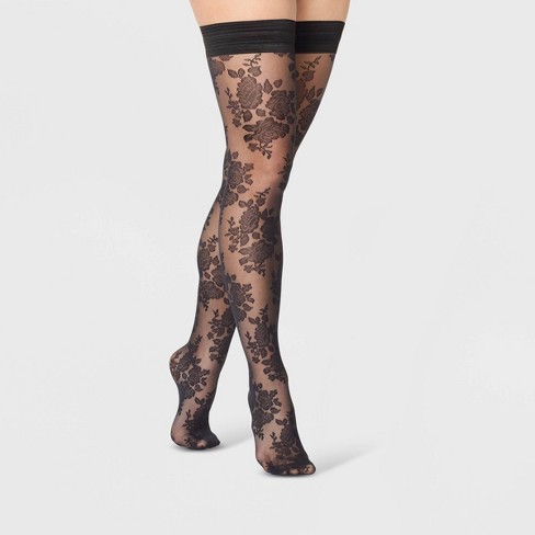 Black Size S/M Details about   A New Day Women's Rose Net and Striped Tights 