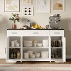 Acekool 55” Farmhouse Buffet Cabinet – Spacious Storage with Drawers for Kitchen, Dining & Living Room (White/Black) - 4 of 4