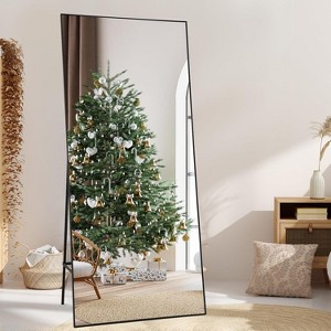 Acekool 71"x31" Full Length Mirror, Extra Large Rectangle Floor or Wall Mirror, Thin Aluminum Frame, HD Explosion-Resistant Glass, Black - 1 of 4
