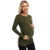 BLUEMING Womens Maternity Shirts Long Sleeve Crew Neck Basic Tank Tops Side Buttons Pregnant Shirts - 4 of 4