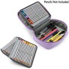 Fmeida High Capacity Zipper Pens Pencil Case- Multi-Functional Stationery Pouch 72 Slots Colored Portable Pencil Bags Black - 2 of 4