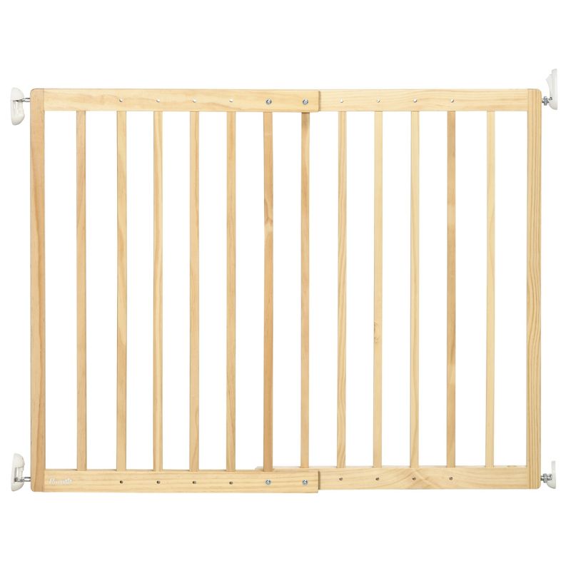 PawHut Double-Sealing Easy-Open Dog Gate for Stairs, Hallways, & Doorways, Medium Wooden Dog Gate, Walk Through Pet Gate for Small Dogs, 1 of 7