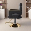 Gulches Black Gold PU Leather 360 Swivel Reclining Adjustable Height Stainless Steel Armrest Professional Hydraulic Barber Chair Set of 1 - 2 of 4
