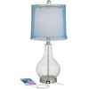 360 Lighting Modern Accent Table Lamps 21.75" High Set of 2 with USB Charging Port Clear Glass Blue Drum Shade for Living Room Desk Bedroom Office - 3 of 4