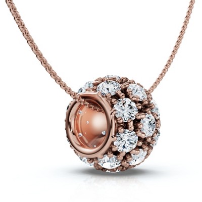 Pompeii3 1Ct Pave Puff Slide Diamond Pendant Women's Necklace 18" Lab Created Gold