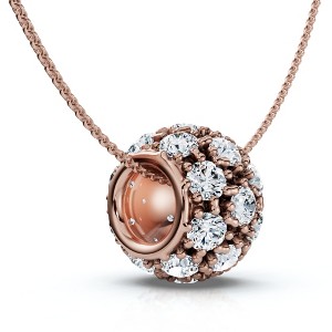 Pompeii3 1Ct Pave Puff Slide Diamond Pendant Women's Necklace 18" Lab Created Gold - 1 of 2