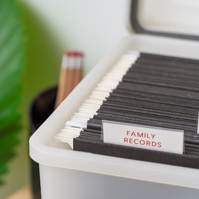 White Plastic Portable File Organizer with Handle and Secure Lid