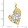Black Bow Jewelry 14k Two Tone Gold Satin and Diamond Cut Fancy Heart Pendant, 22mm - 3 of 4