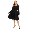 plus Size V-Neck Multi-Layered Ruffle Long Sleeve Dress - 3 of 4