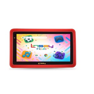 LINSAY 7" Tablet 128GB Storage Kids Red Defender Case Android 15 - 1 of 4