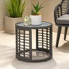 Boho Rattan Side Table with Tempered Glass Top,Round Accent Table for Living Room,Entryway or Sofa-Maison Boucle - 3 of 4