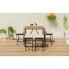 5-Piece Outdoor Acacia Wood Bar Height Table And Four Stools With Cushions - 4 of 4