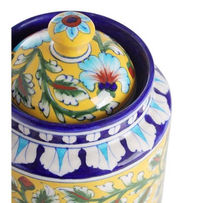 Handcrafted Blue and Yellow Ceramic Kitchen Canister Set