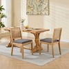 Farmhouse Rattan Dining Chairs Set of 2 with Cane Back,Linen Upholstered Kitchen Side Chairs,Wood Armless Dining Room Chairs-Cuddlewood - 3 of 4
