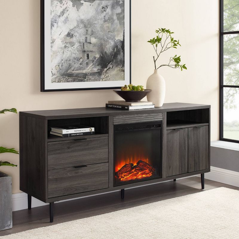 Ronan Modern Storage with Electric Fireplace TV Stand for TVs up to 65" - Saracina Home, 4 of 12