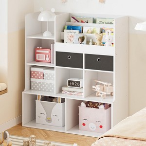 Toy Storage Organizer 47.8in Kids Bookshelf with Drawers Modern Bookcase with Cubbies Floor Storage Cabinet Wooden Toy Chest - 1 of 4