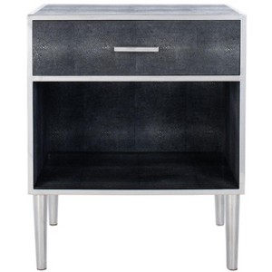 Tammy 1 Drawer Faux Shagreen Nightstand - SFV1532 - Black/Silver - Safavieh Couture - 1 of 4