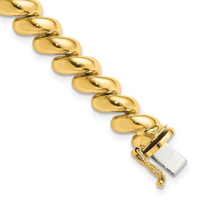 Black Bow Jewelry 14k Yellow Gold 8mm Polished Hollow San Marco Chain Bracelet