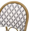 Outdoor PE Rattan and Aluminum French Bistro Chairs, Set of 2, Gray & White, and Bamboo Finish - 4 of 4