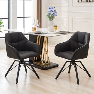 Hyleory Vintage Leather Dining Chairs Set of 2, Swivel Counter Stools for Kitchen Island, 360° Rotating Bar Height Chairs with Padded Seat - 1 of 4