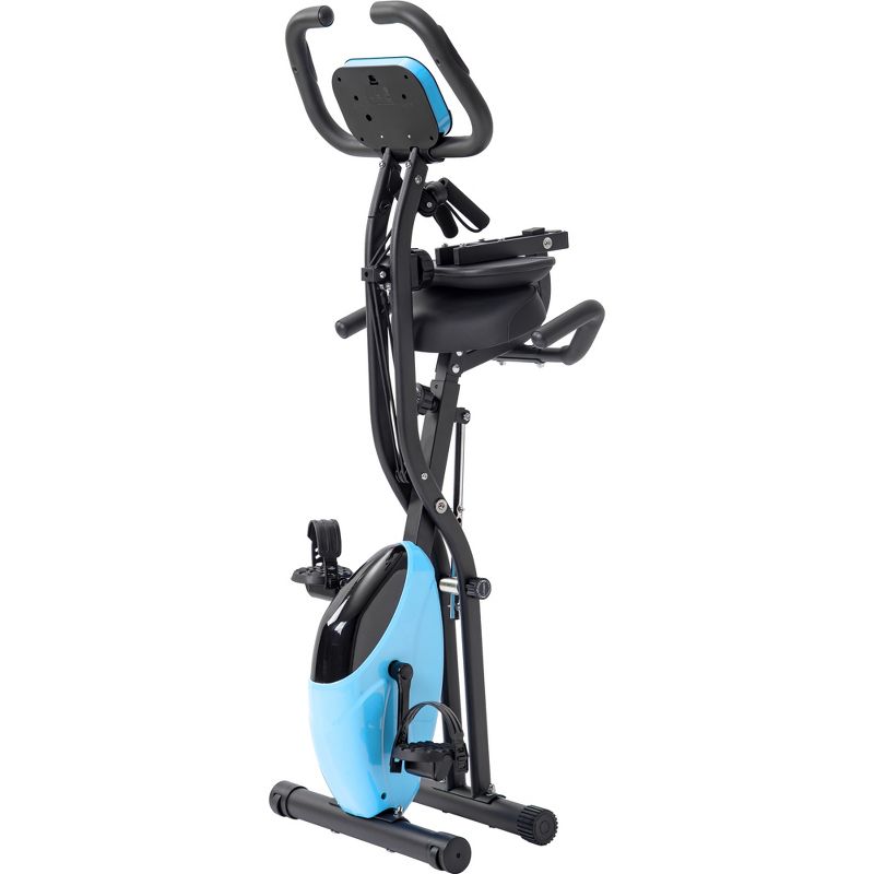 Folding Exercise Bike with 10-Level Adjustable Resistance, Arm Bands and Backrest-ModernLuxe, 3 of 14