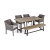 Christopher Knight Home Calero Outdoor Acacia Wood and Wicker 6 Piece Dining Set with Bench - 2 of 4