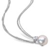 EVERLY JEWELRY | Sterling Silver 11-12mm Cultured Freshwater Pearl and 5/8 CT TGW White Topaz Pendant with Chain, 17" - 2 of 4