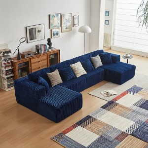 GDFStudio Zanna 143.31'' 4-Seater Modern Reversible Flannel Upholstered U-Shaped Sectional Sofa with Pillows - 1 of 4