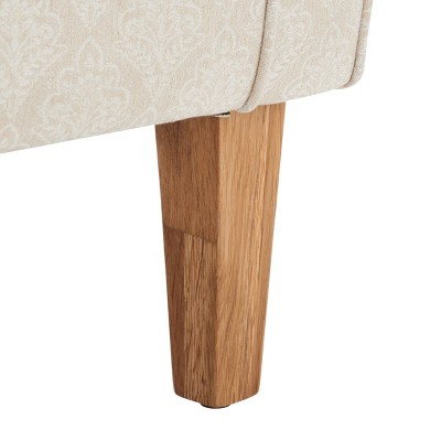 Hazina Beige Flower Pattern Club Chair with Wood Legs