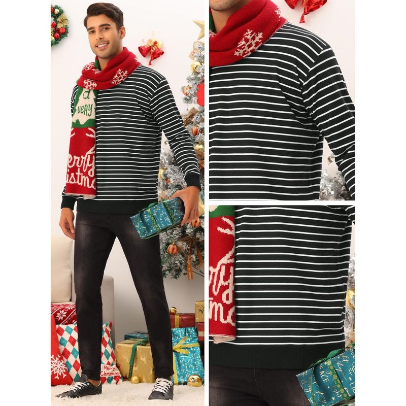 Lars Amadeus Men's Round Neck Long Sleeves Color Block Striped Knit Pullover Sweaters, 5 of 6