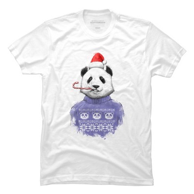 Men's Design By Humans Christmas panda By NikKor T-Shirt