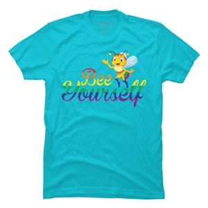 Adult Design By Humans Bee Yourself Rainbow Pride By AmusingDesignCo T-Shirt - 1 of 2