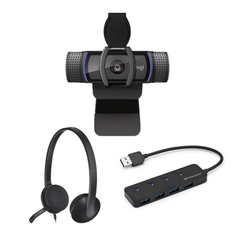 Logitech C920s Pro Stream Webcam W/ Logitech H340 Headset & Knox 4-port Hub : Target