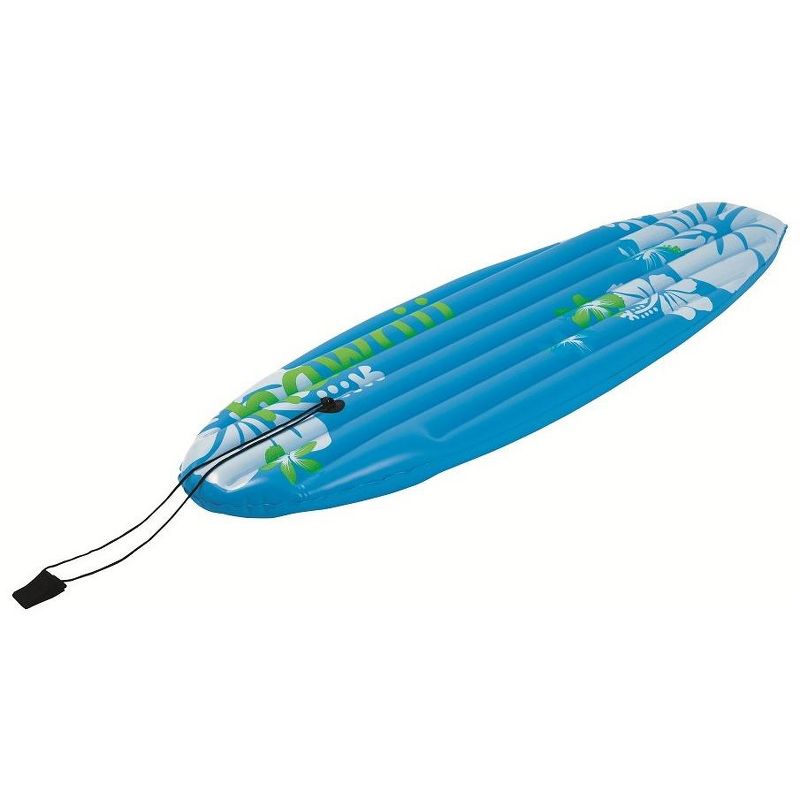 Pool Central 59" Tropical Surfboard-Inspired Inflatable 1-Person Swimming Pool Float - Blue/White, 1 of 2