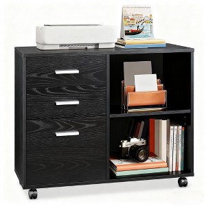 GALAXHERO 3-Drawer Wood File Cabinet, Mobile Lateral Filing Cabinet, Printer Stand with Open Storage Shelves for Home Office - 1 of 4