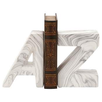 Set of 2 Contemporary Dolomite Bookends White - CosmoLiving by Cosmopolitan